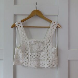 Altar’d State White Crochet Tank | Size XS